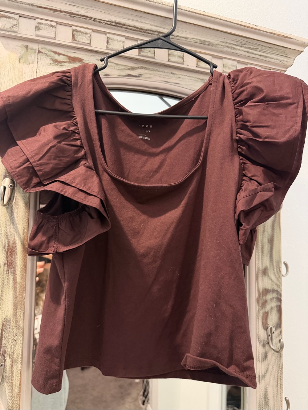 a new day Brown Puff Sleeve Crop Top